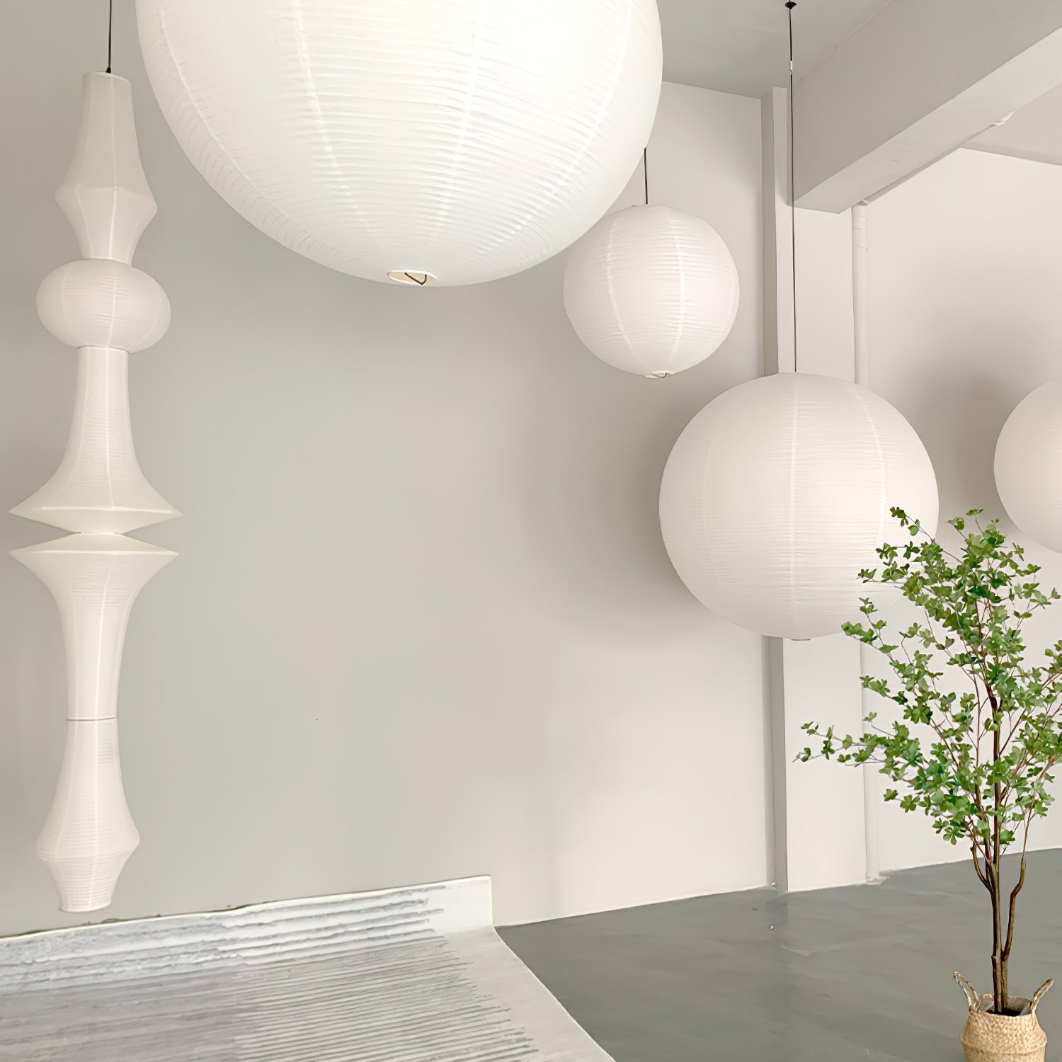 Japanse Hangende Papieren Lamp Zeven Formaten E26/E27 ø33-ø43cm 150-460cm Hoogte Mulberry Washi Moerasschors Translucide Kap Met Handgemaakt Karakter | Sansoti