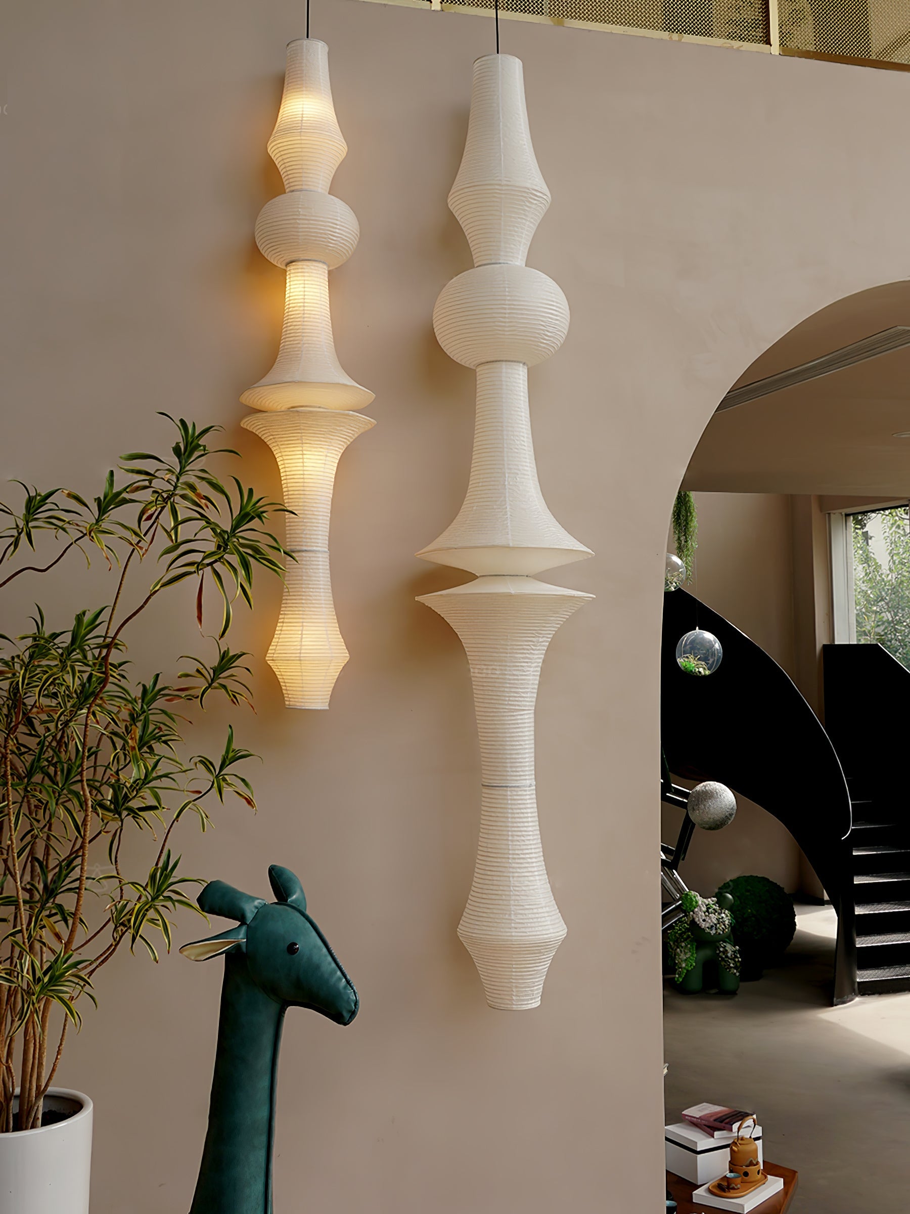 Japanse Hangende Papieren Lamp Zeven Formaten E26/E27 ø33-ø43cm 150-460cm Hoogte Mulberry Washi Moerasschors Translucide Kap Met Handgemaakt Karakter | Sansoti