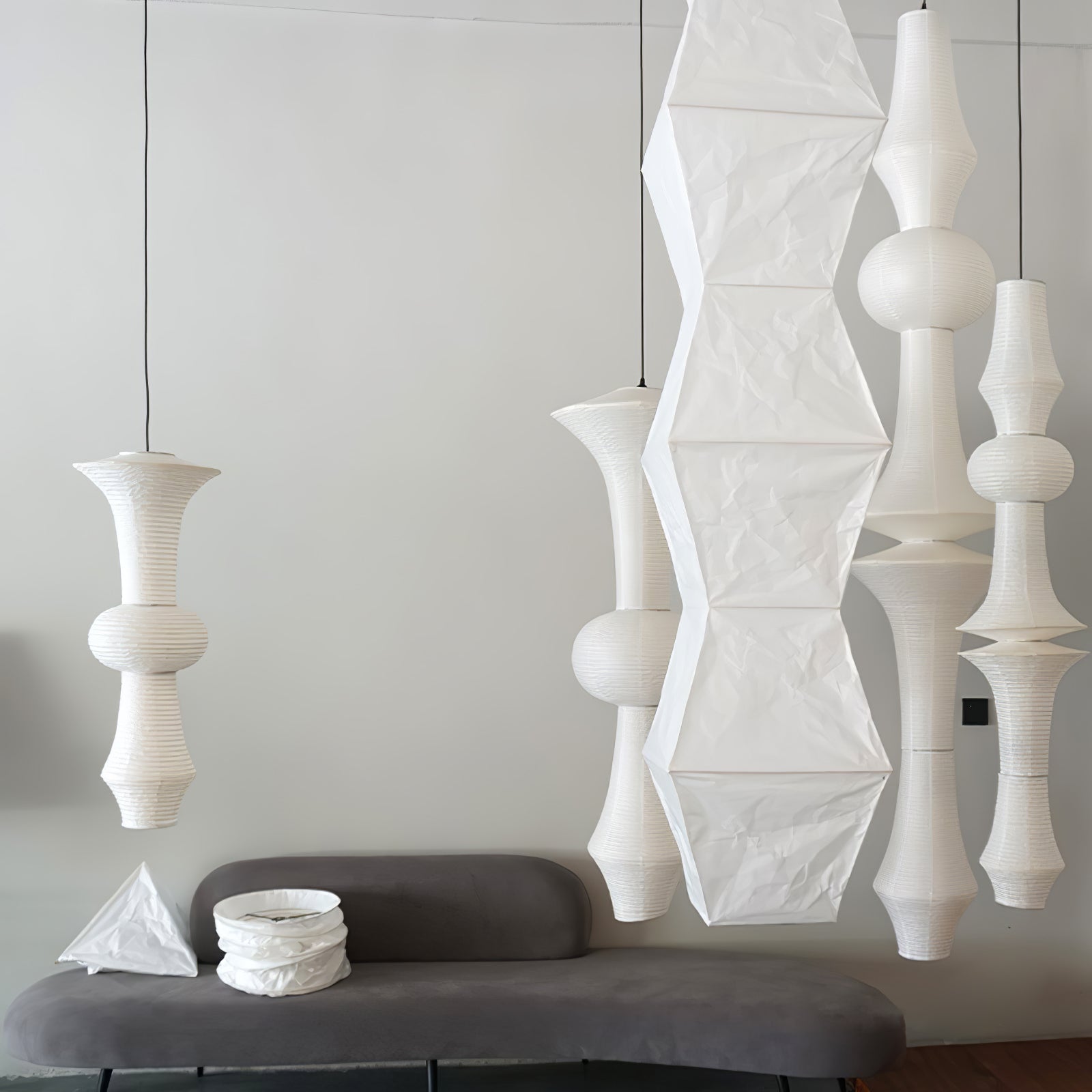 Japanse Hangende Papieren Lamp Zeven Formaten E26/E27 ø33-ø43cm 150-460cm Hoogte Mulberry Washi Moerasschors Translucide Kap Met Handgemaakt Karakter | Sansoti