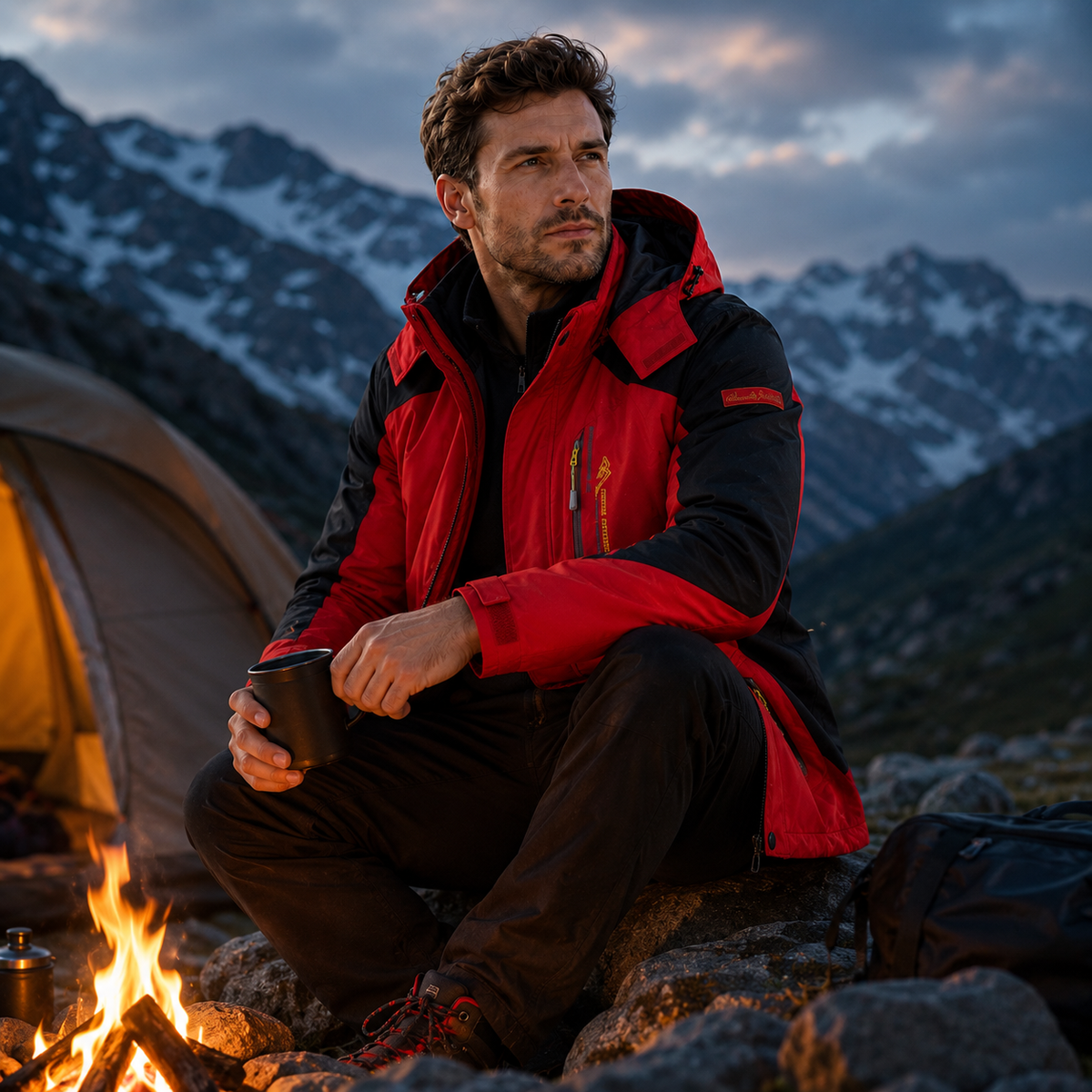 Veste d’extérieur imperméable pour hommes en polyester avec capuche amovible et plusieurs poches pour randonnée, trekking et activités de plein air | Sansoti