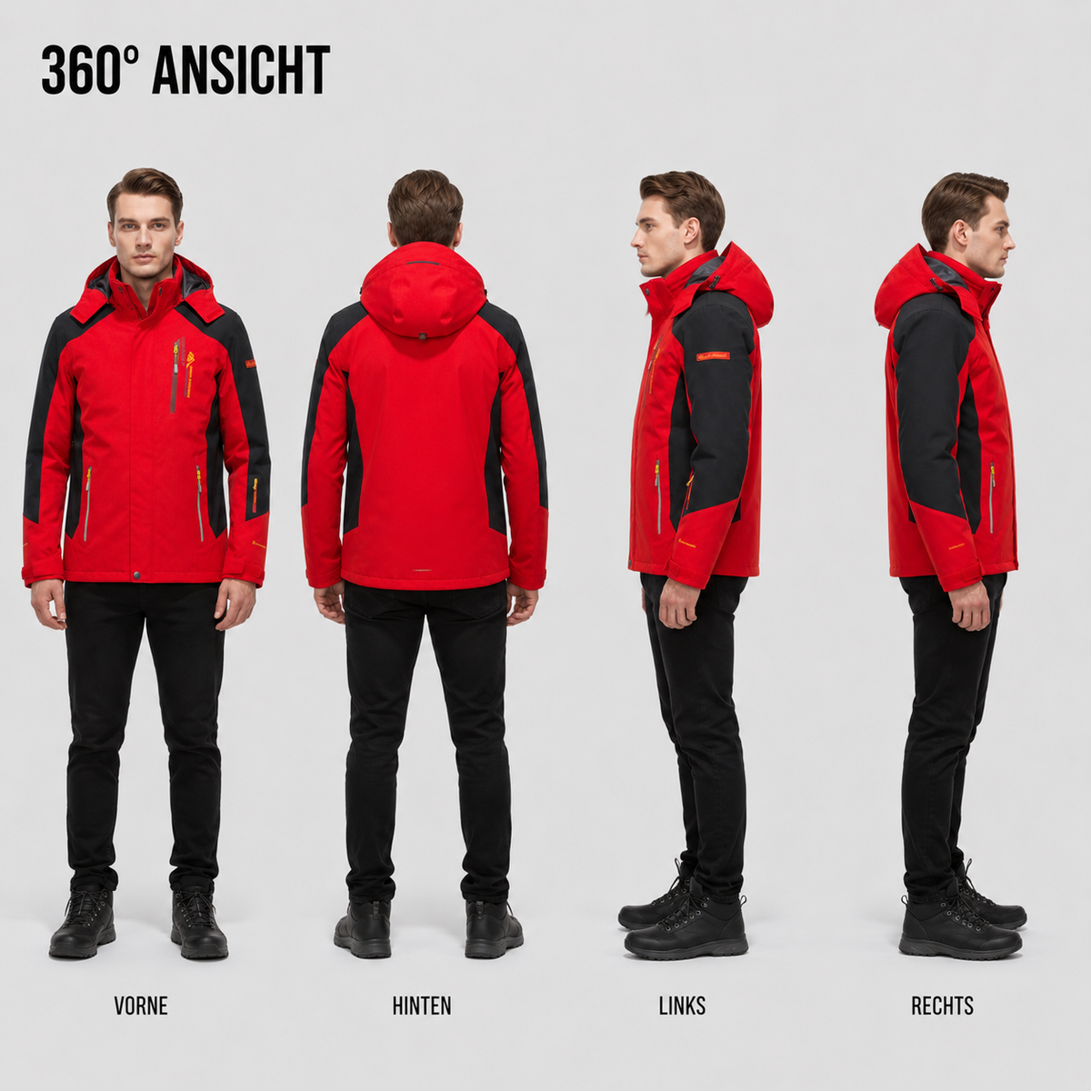 Veste d’extérieur imperméable pour hommes en polyester avec capuche amovible et plusieurs poches pour randonnée, trekking et activités de plein air | Sansoti