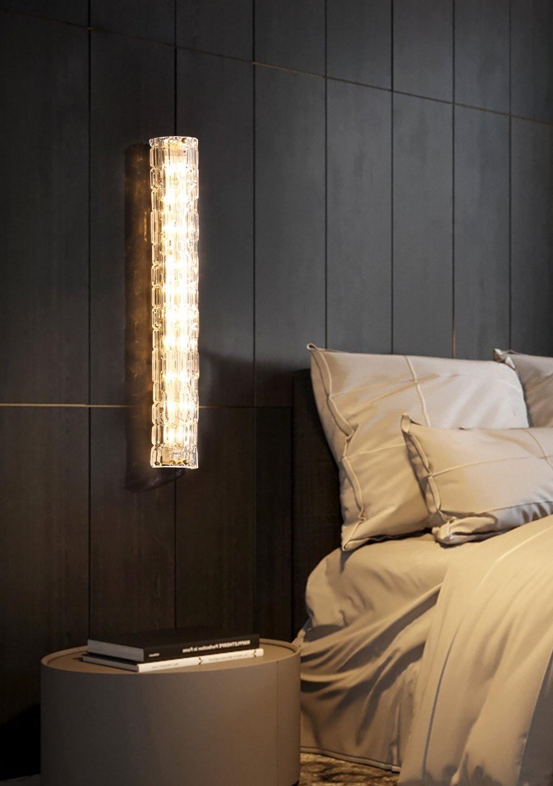 Glas-Wandleuchte aus messingfarbenem Metall, integrierte LED 3000K-6000K, dimmbare integrierte Beleuchtung, Wohnzimmer | Sansoti