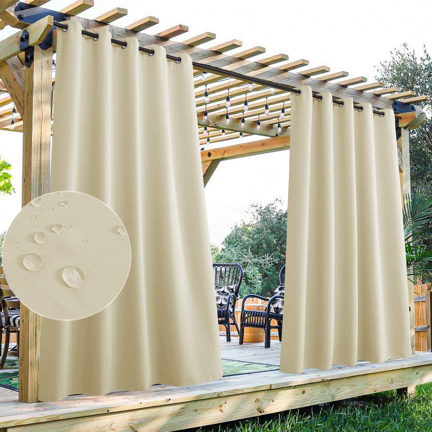 Waterproof Outdoor Curtain with Eyelets 1 Panel – UV Protection Terrace Screen Windproof & Rainproof | Sansoti