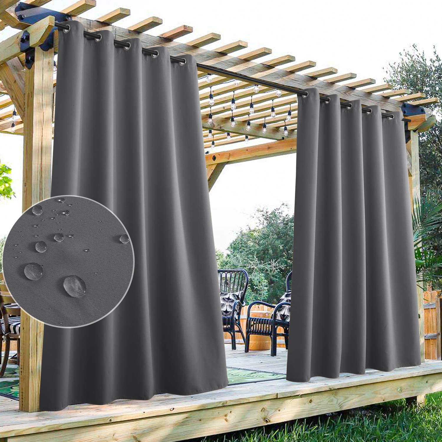 Waterproof Outdoor Curtain with Eyelets 1 Panel – UV Protection Terrace Screen Windproof & Rainproof | Sansoti