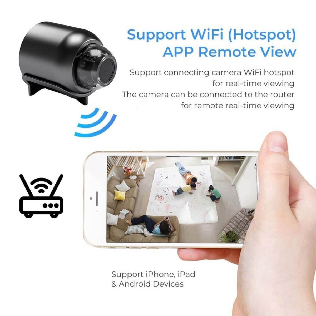 Waterdichte Mini Beveiligingscamera met Nachtzicht WiFi 1080P HD 160° Brede Hoek | Sansoti