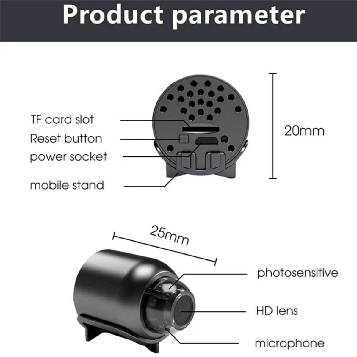 Waterdichte Mini Beveiligingscamera met Nachtzicht WiFi 1080P HD 160° Brede Hoek | Sansoti