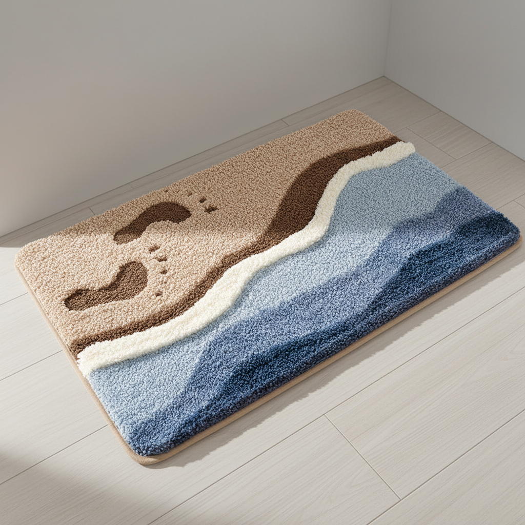 Badmat Antislip Zacht Pluche Landschap Design 40x60 50x80 cm Scandinavisch Vloerkleed Douchemat Badkamer | Sansoti