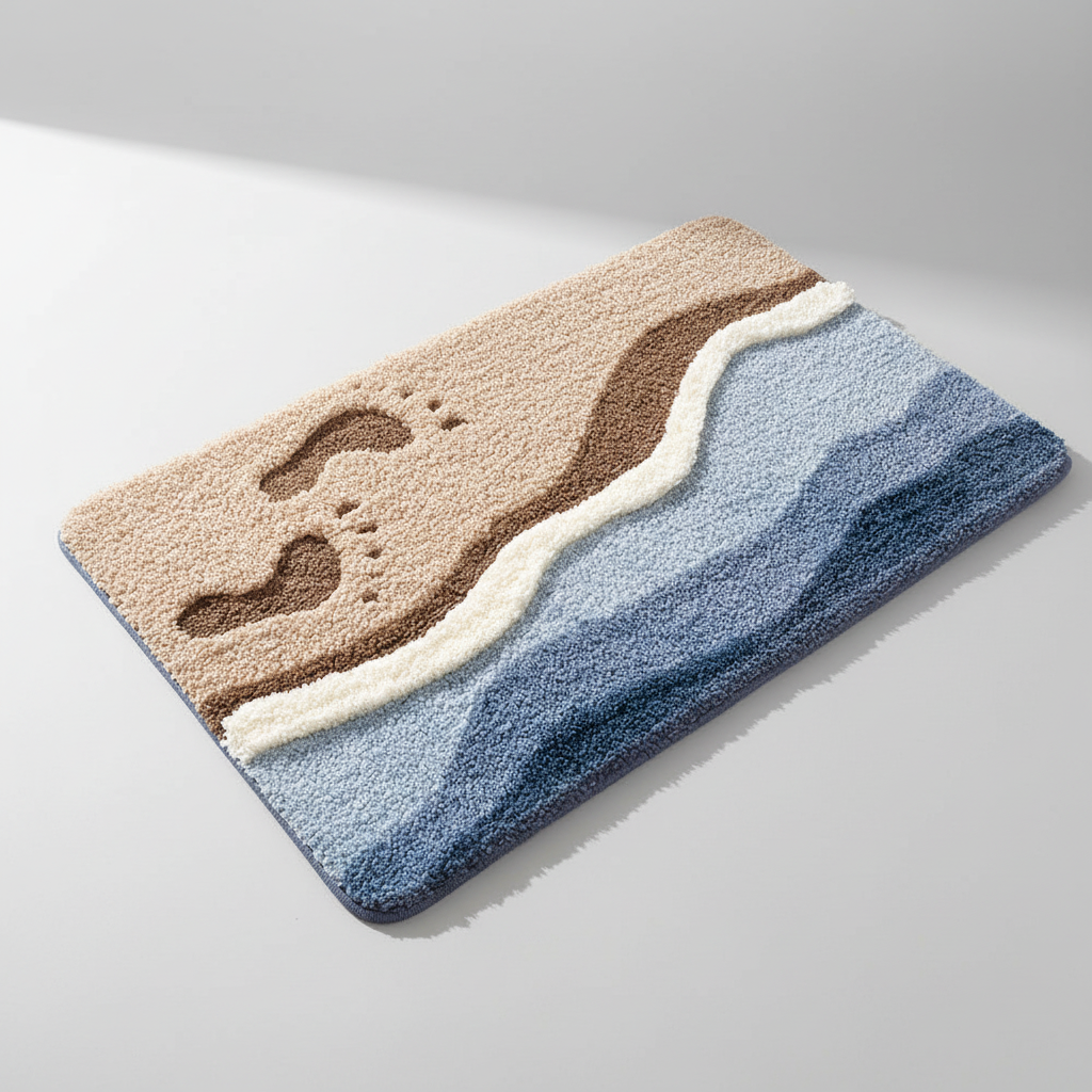 Badmat Antislip Zacht Pluche Landschap Design 40x60 50x80 cm Scandinavisch Vloerkleed Douchemat Badkamer | Sansoti