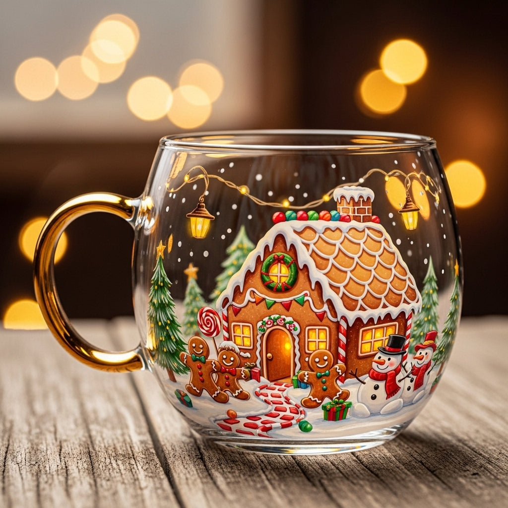 Feestelijk Glazen Kerstbeker met Wintermotief voor Warme Dranken | Sansoti