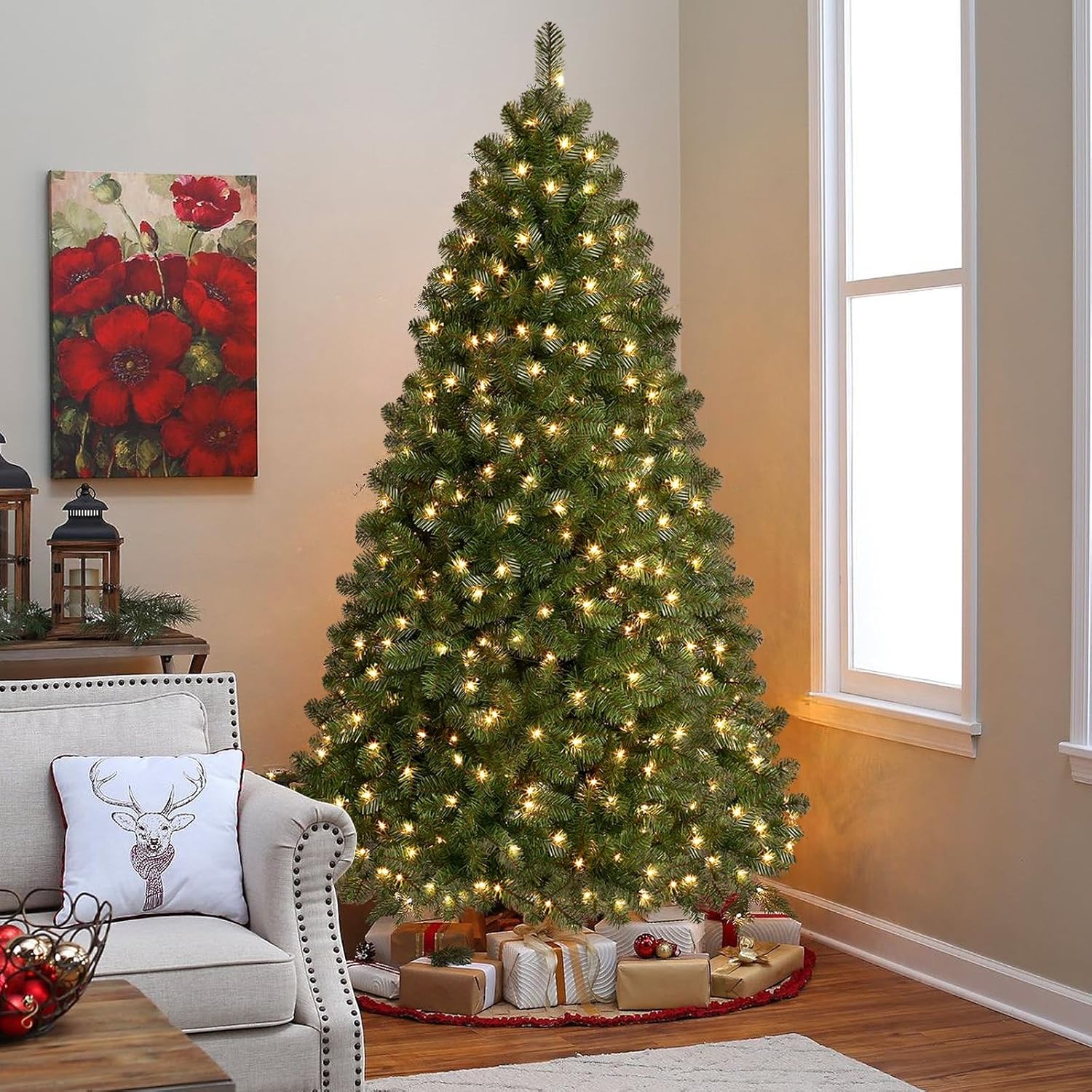 Kunstkerstboom met Verlichting PVC 180-300cm Pre-Lit Indoor Decoratie | Sansoti