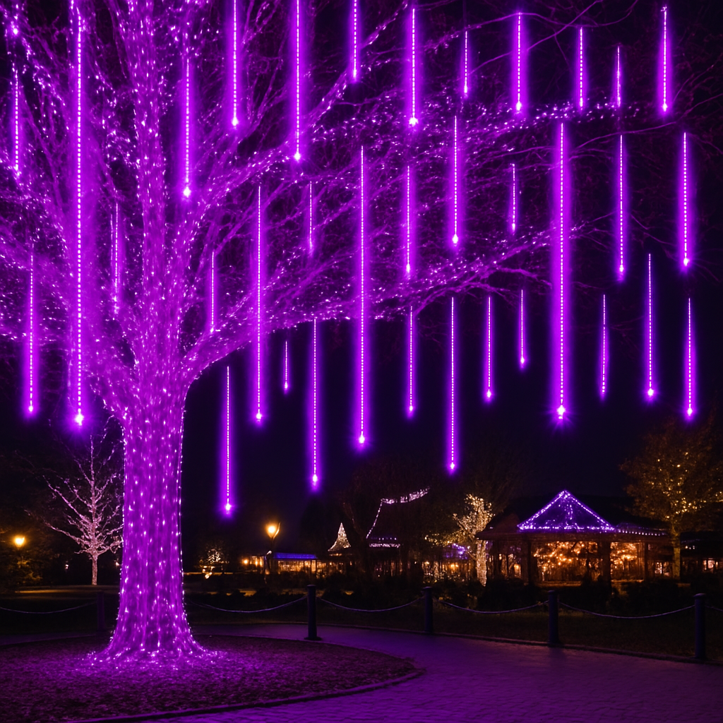 LED Meteorlichtslinger Sneeuwval Effect Buitenverlichting 8-12 Banen USB IP44 Kerstdecoratie Tuin Terras | Sansoti