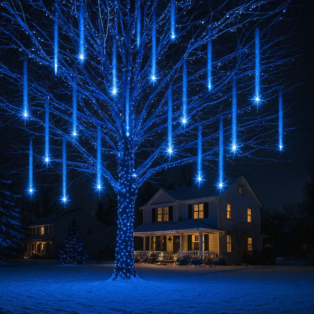 LED Meteorlichtslinger Sneeuwval Effect Buitenverlichting 8-12 Banen USB IP44 Kerstdecoratie Tuin Terras | Sansoti