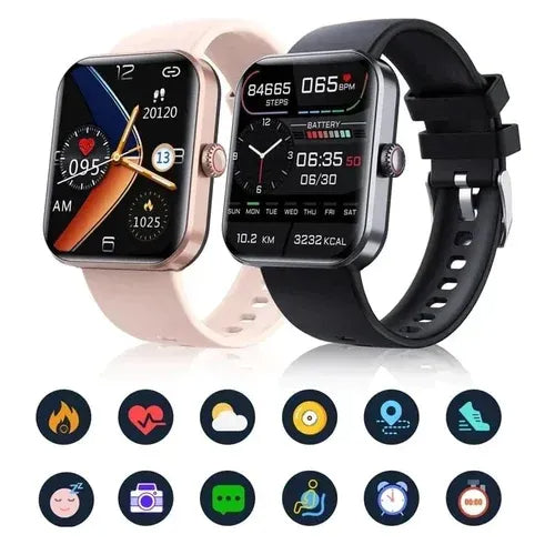 Slimme Multifunctionele Sporthorloge met Hartslagmeter en Slaaptracking - Zwart/Roze - Waterdicht Fitness Horloge voor Actieve Levensstijl | Sansoti