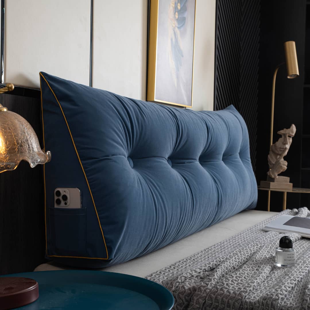 Wigkussen XXL voor Bedhoofdeinde - Zitsteun met Opbergzak - Wasbare Hoes - Ergonomische Rugondersteuning Bed | Sansoti