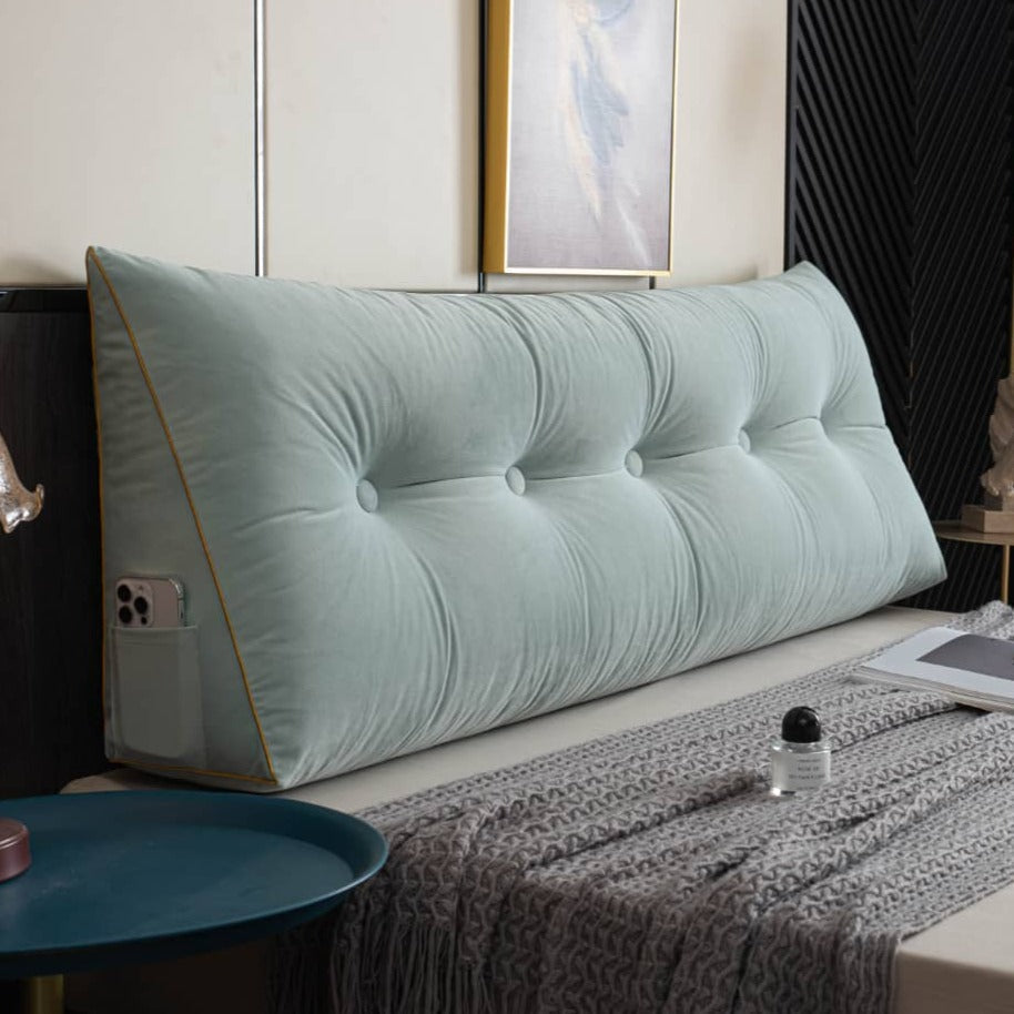 Wigkussen XXL voor Bedhoofdeinde - Zitsteun met Opbergzak - Wasbare Hoes - Ergonomische Rugondersteuning Bed | Sansoti