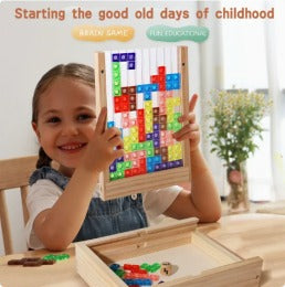 Houten Tetris Puzzelspel Strategisch Denkspel Stapelblokken Kids Volwassenen Concentratie Motoriek Training Educatief Familiespel Duurzaam Cadeau | Sansoti