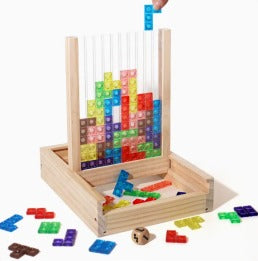 Houten Tetris Puzzelspel Strategisch Denkspel Stapelblokken Kids Volwassenen Concentratie Motoriek Training Educatief Familiespel Duurzaam Cadeau | Sansoti