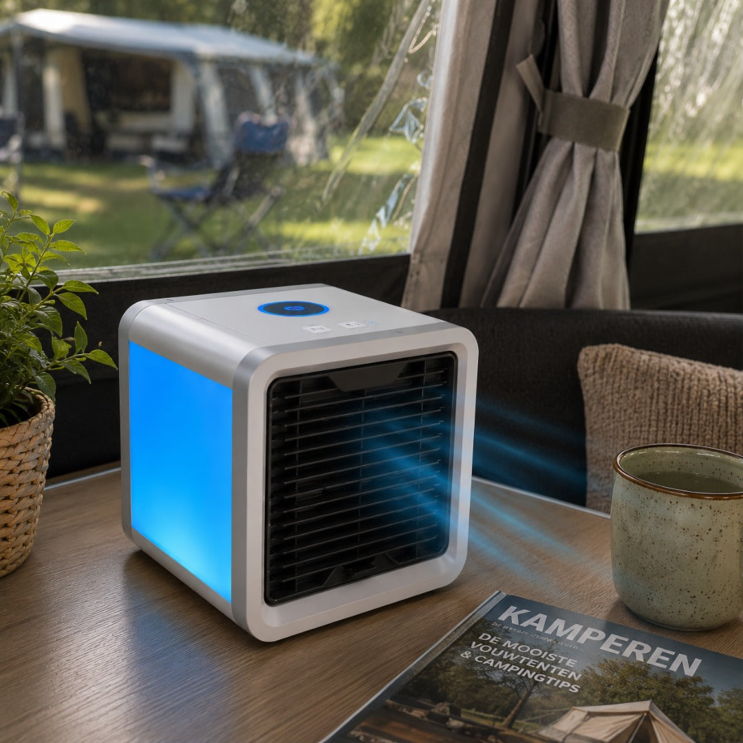 Mobiele Luchtkoeler met Verdampingskoeling USB Aansluiting LED Verlichting Fluisterstil 3 Snelheden voor Thuis | Sansoti