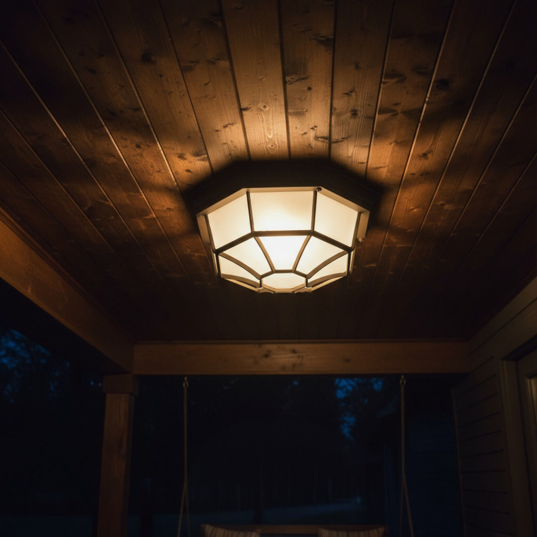 Buitenplafondlamp Donkergrijs Aluminium Glas E27 IP44 Spatwaterdicht Terras Veranda Entree Dimbaar Tuin | Sansoti