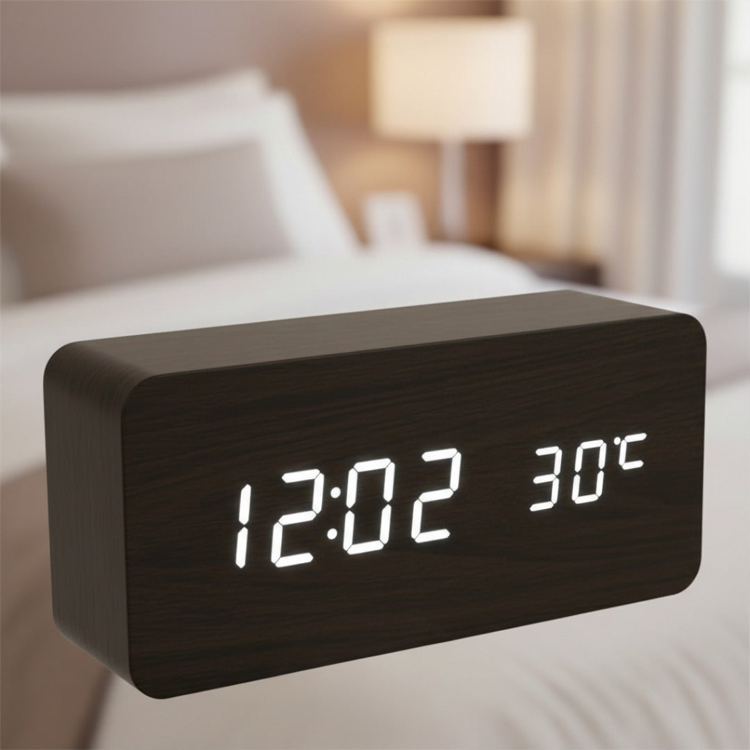 Digitale Wekker met Draadloze Oplader LED Display Temperatuur Luchtvochtigheid 3 Alarmen Nachtkastje | Sansoti