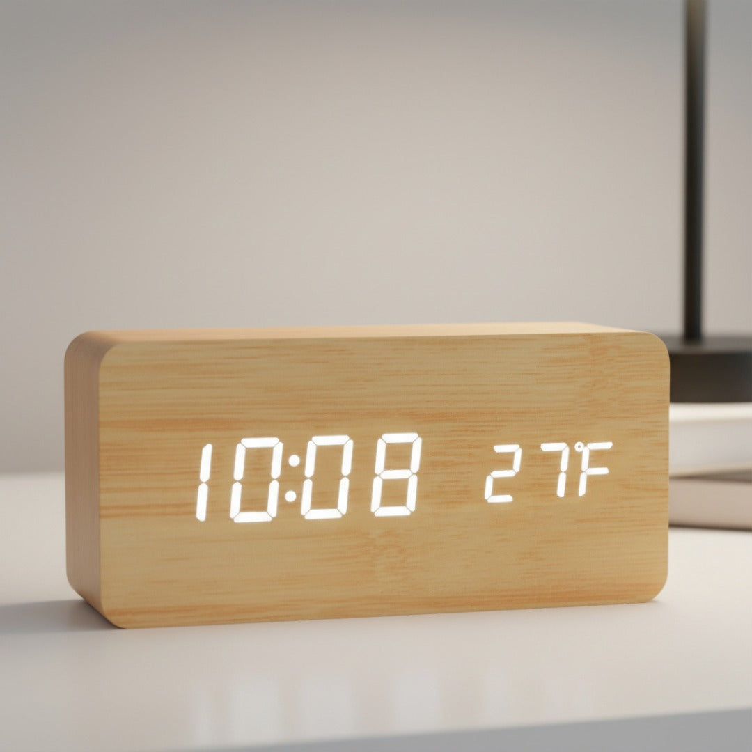 Digitale Wekker met Draadloze Oplader LED Display Temperatuur Luchtvochtigheid 3 Alarmen Nachtkastje | Sansoti