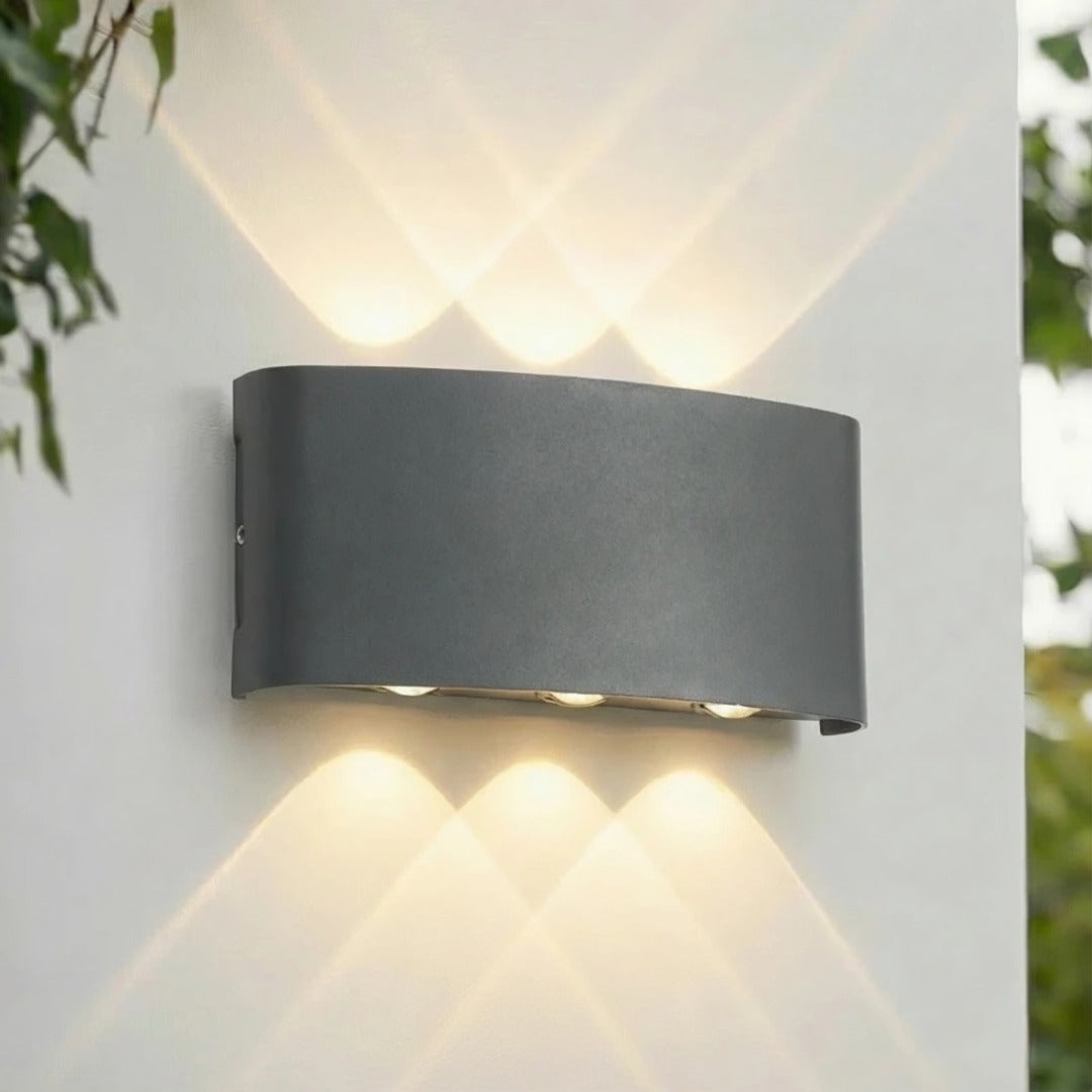Wandlamp Buiten IP65 Dubbele Lichtbundel Aluminium Warm Wit LED Gevelverlichting voor Terras Tuin en Entree | Sansoti