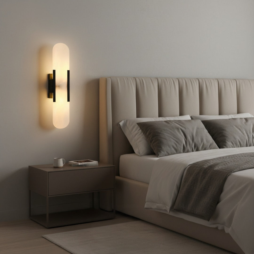 Wandlamp Marmer met Messingafwerking Zwart G9 Fitting Scandinavisch Design Luxe Interieurverlichting Woonkamer | Sansoti