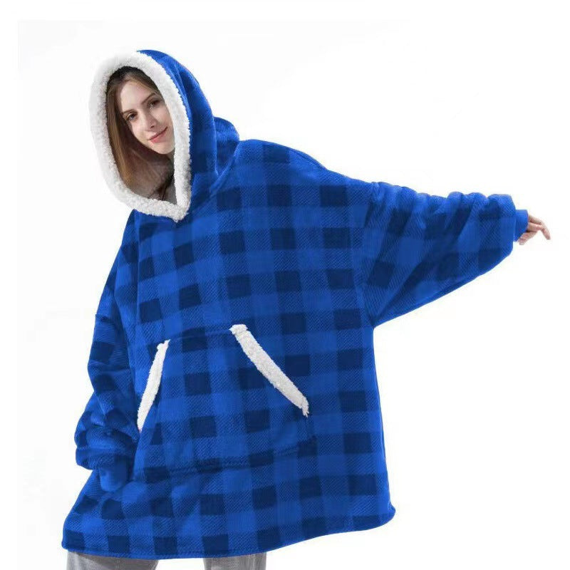 Oversized Sherpa Fleece Hoodie Luksusowe ciepło Uniwersalny rozmiar XXL Zimowy komfort Odzież domowa Koc Loungewear Miękki polar | Sansoti