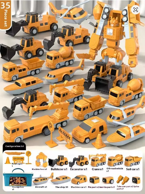 Magnetisch Bouwvoertuig Speelset 50 Stuks Transformeerbaar Voertuigset voor Kinderen Educatief Constructiespeelgoed met Magnetische Onderdelen | Sansoti