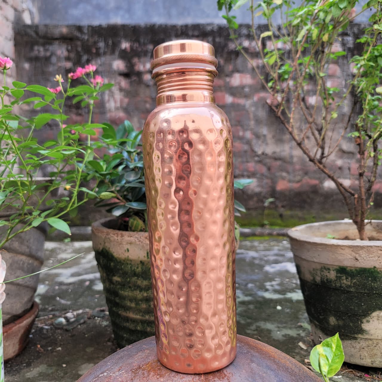 Koperen Waterfles 800ML Gehamerd 100% Puur Koper Lekvrij | Sansoti