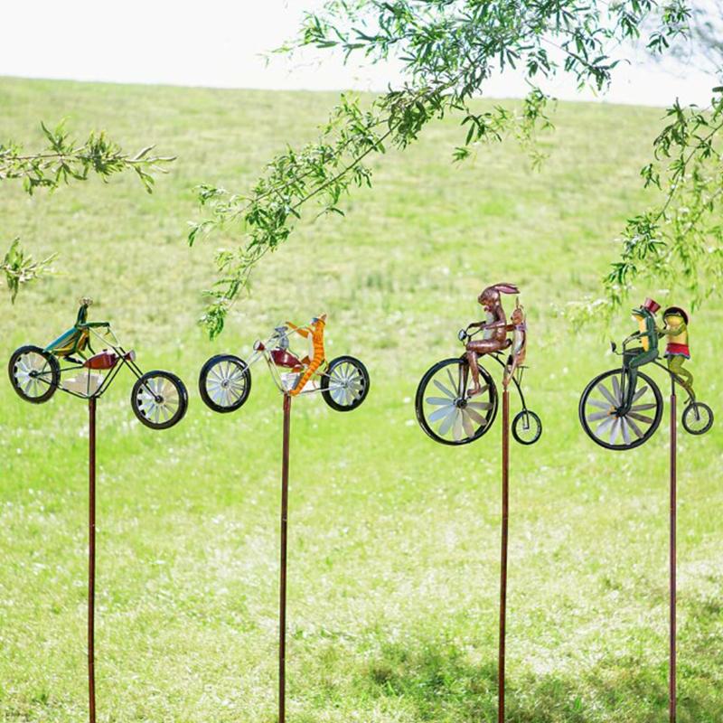 Metalen Tuinmolen met Dieren op Fiets Bewegende Tuindecoratie Windmolen Buitenruimte Tuin 52-56 inch | Sansoti
