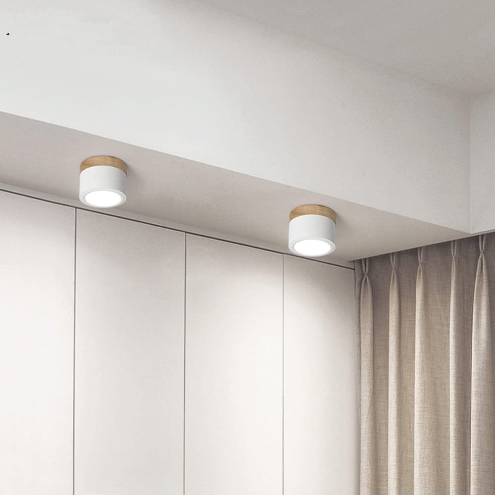 Cylinder kleine Deckenleuchte LED Holz modern Decke Flur Wohnzimmer kompakt Design | Restfield