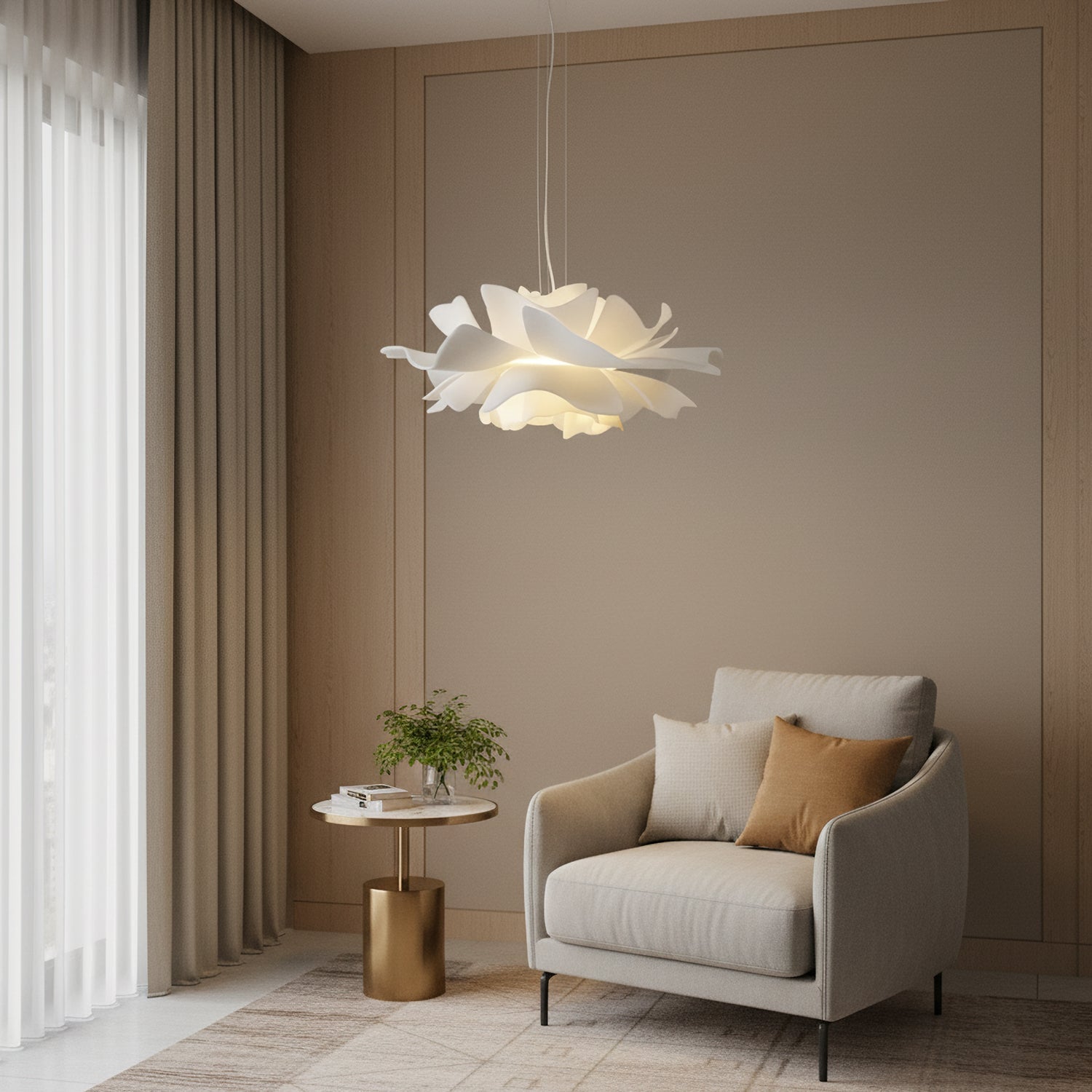 Lotus Hanglamp Wit Acryl Bloemblaadjes Nordic Design Modern Interieur Eettafel Woonkamer Scandinavisch Minimalistisch | Sansoti