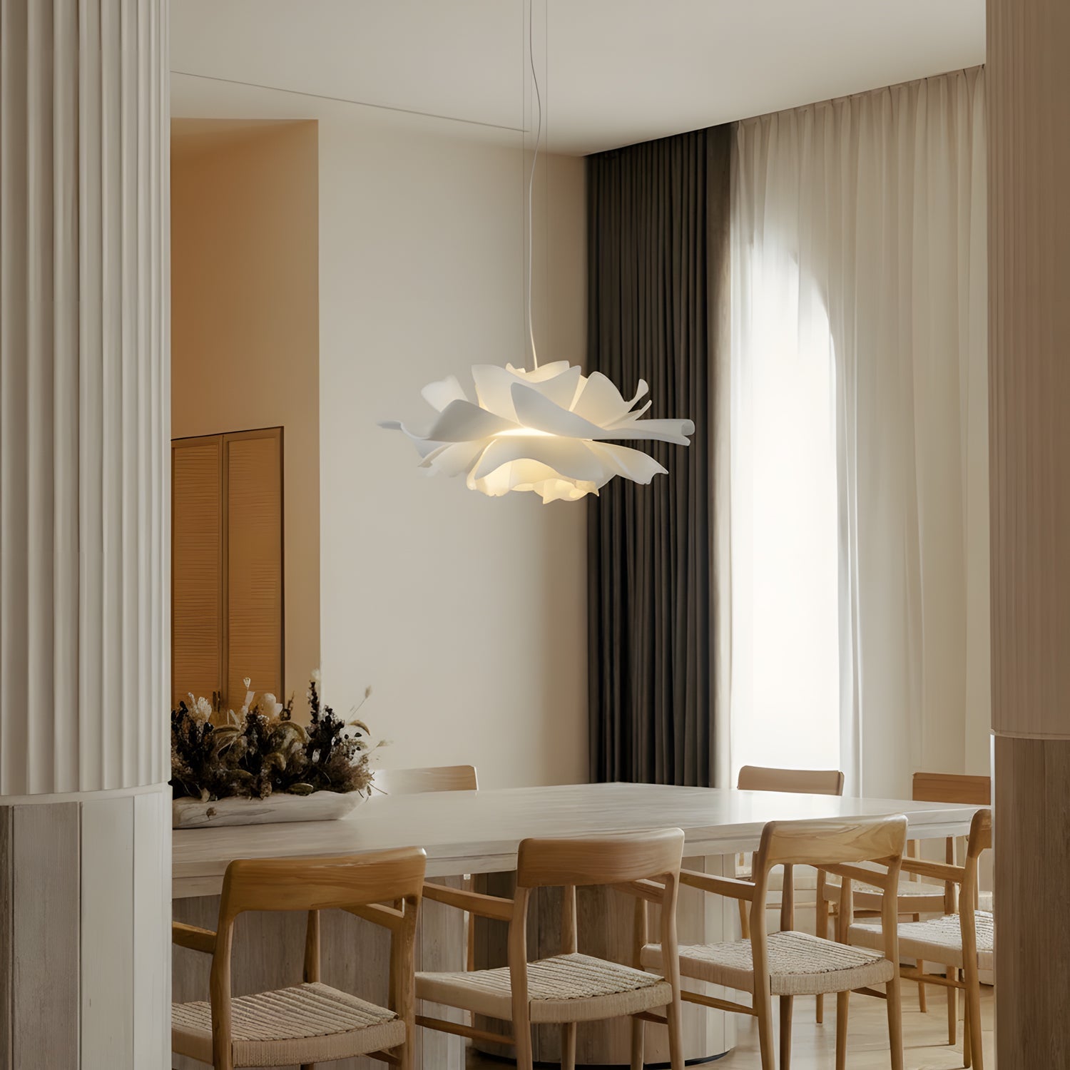 Lotus Hanglamp Wit Acryl Bloemblaadjes Nordic Design Modern Interieur Eettafel Woonkamer Scandinavisch Minimalistisch | Sansoti