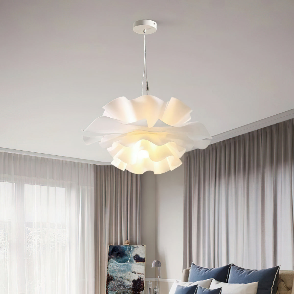 Lotus Hanglamp Wit Acryl Bloemblaadjes Nordic Design Modern Interieur Eettafel Woonkamer Scandinavisch Minimalistisch | Sansoti