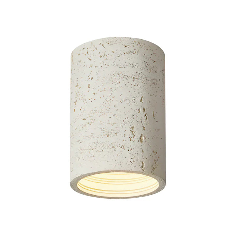 Cilindrische plafondlamp van travertijn – LED verlichting voor moderne interieurs | Sansoti