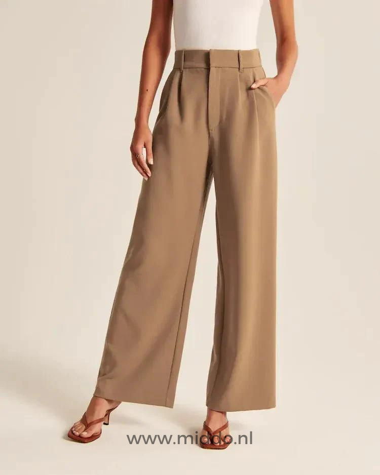 Weite Damenhose mit elastischem Bund - Bequeme Stoffhose für jeden Anlass - Mehrere Farben | Sansoti
