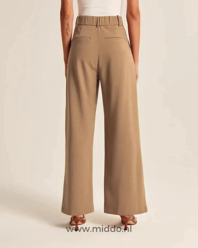 Weite Damenhose mit elastischem Bund - Bequeme Stoffhose für jeden Anlass - Mehrere Farben | Sansoti