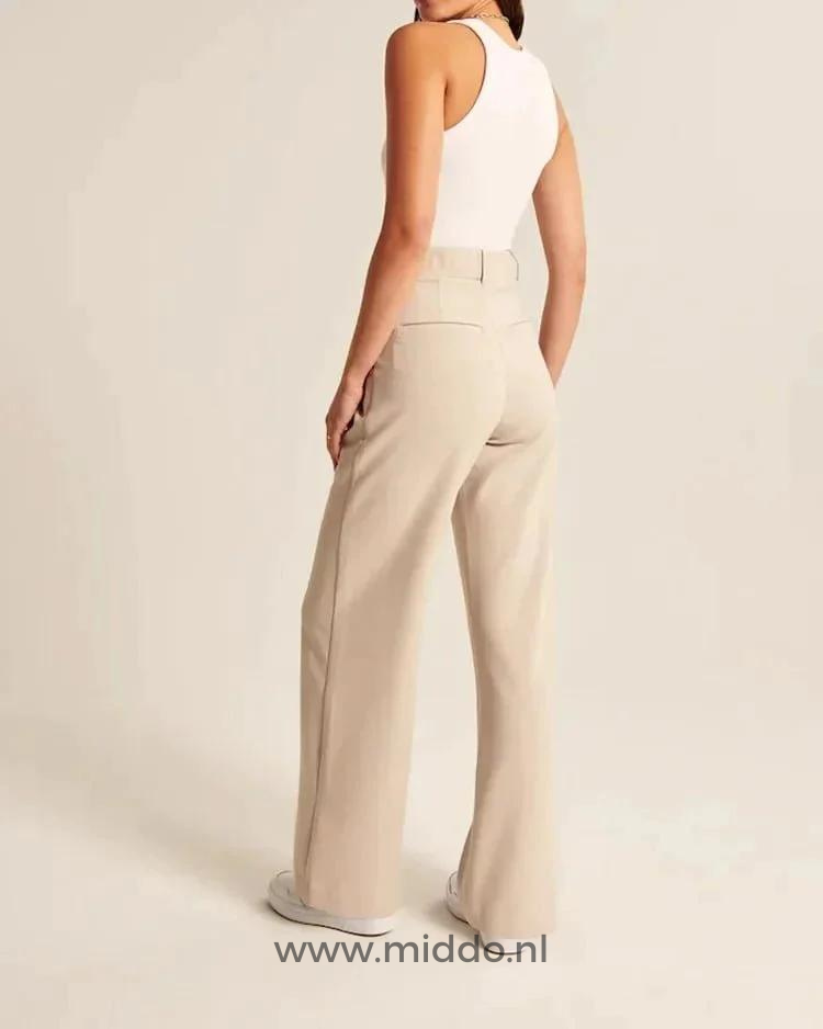 Weite Damenhose mit elastischem Bund - Bequeme Stoffhose für jeden Anlass - Mehrere Farben | Sansoti