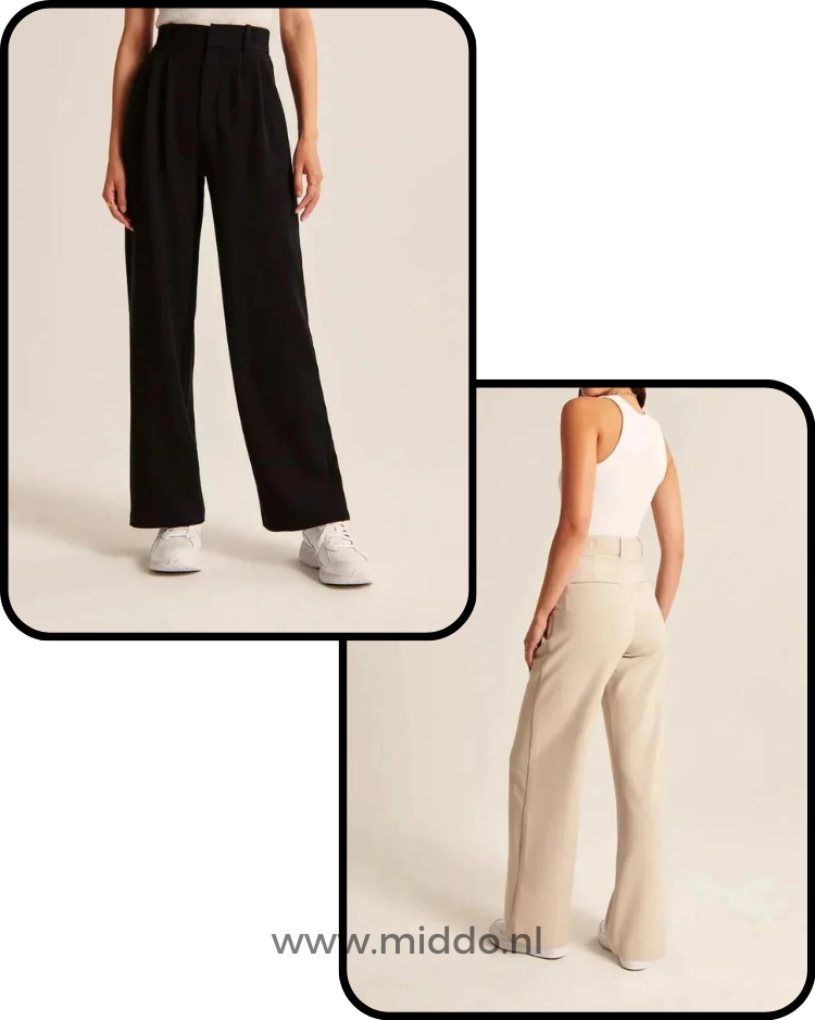 Weite Damenhose mit elastischem Bund - Bequeme Stoffhose für jeden Anlass - Mehrere Farben | Sansoti