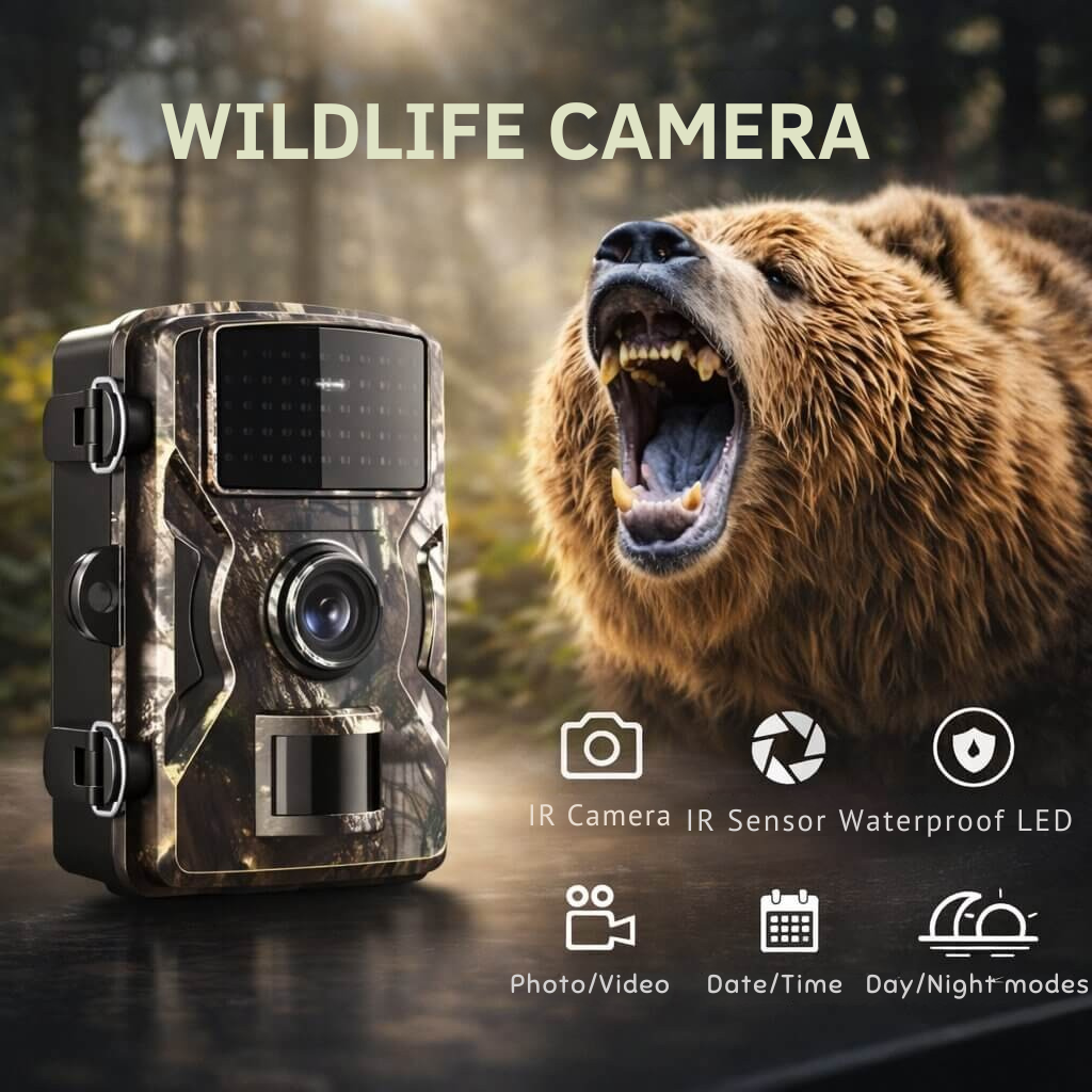 Wildcamera met Bewegingsmelder Nachtzicht IP66 Waterdicht voor Foto en Video Outdoor Dieren Natuur Tuin | Sansoti