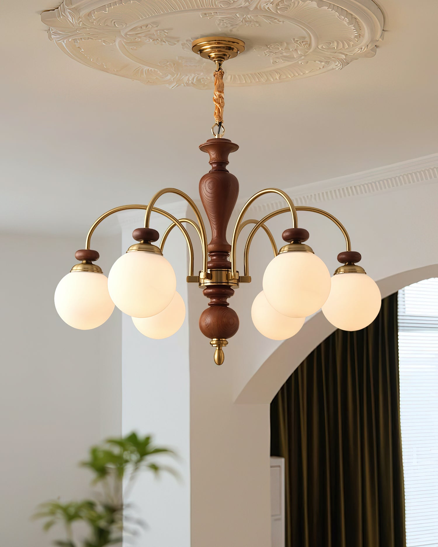 Suspension Industrielle 8 Bras Couleur Noyer Or Salon Salle à Manger Lampe Araignée Vintage Suspension Plafonnier Réglable | Restfield