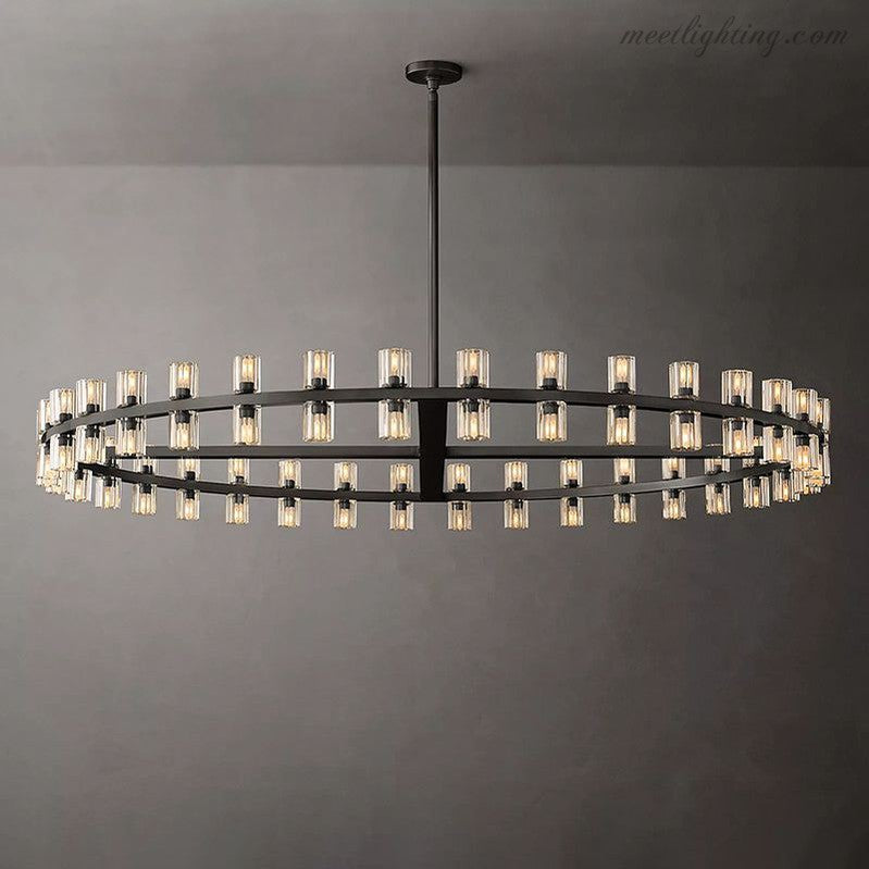 Ronde Kristallen Kroonluchter 152cm 72 Lichtpunten Messing Zwart Nikkel Eetkamer Woonkamer Luxe Verlichting | Sansoti