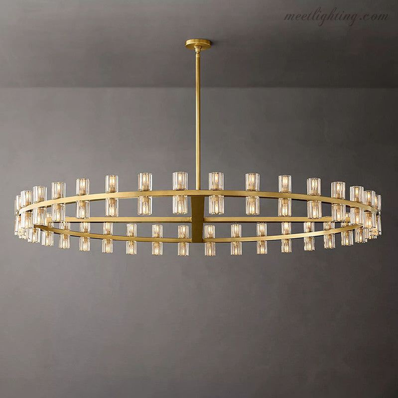 Ronde Kristallen Kroonluchter 152cm 72 Lichtpunten Messing Zwart Nikkel Eetkamer Woonkamer Luxe Verlichting | Sansoti