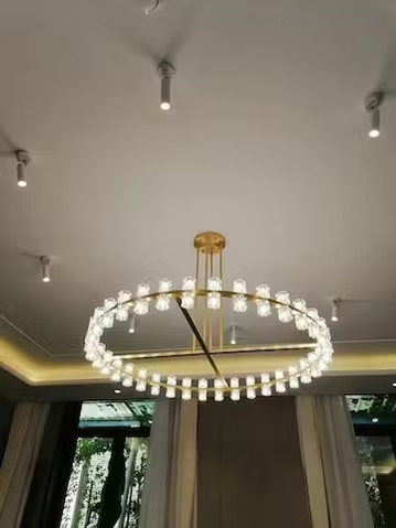 Ronde Kristallen Kroonluchter 152cm 72 Lichtpunten Messing Zwart Nikkel Eetkamer Woonkamer Luxe Verlichting | Sansoti