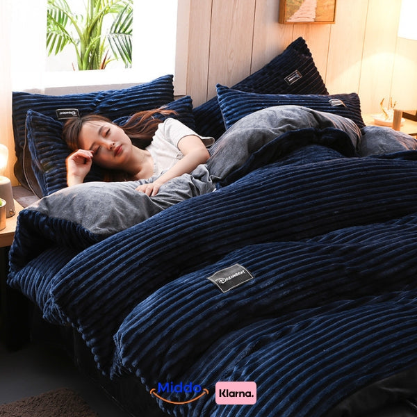 Fleece-Bettbezug mit Reißverschluss, Teddy, samtig weich, warmes Winterbettzeug, Korall, Polyester, 140-240 cm, Einzelbett | Sansoti