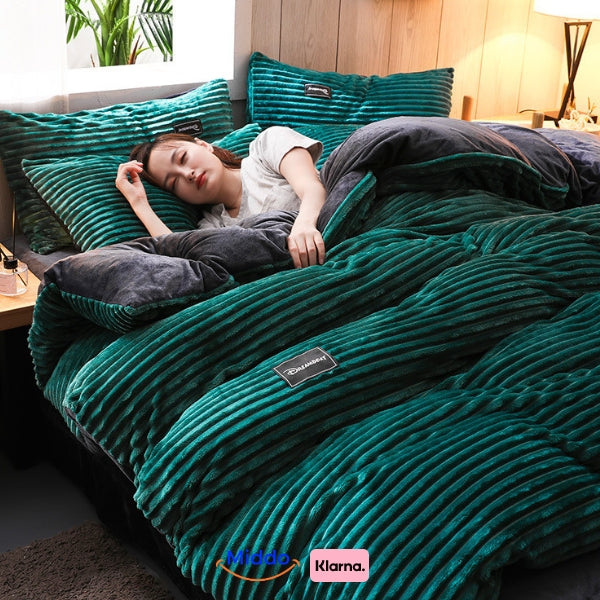 Fleece-Bettbezug mit Reißverschluss, Teddy, samtig weich, warmes Winterbettzeug, Korall, Polyester, 140-240 cm, Einzelbett | Sansoti