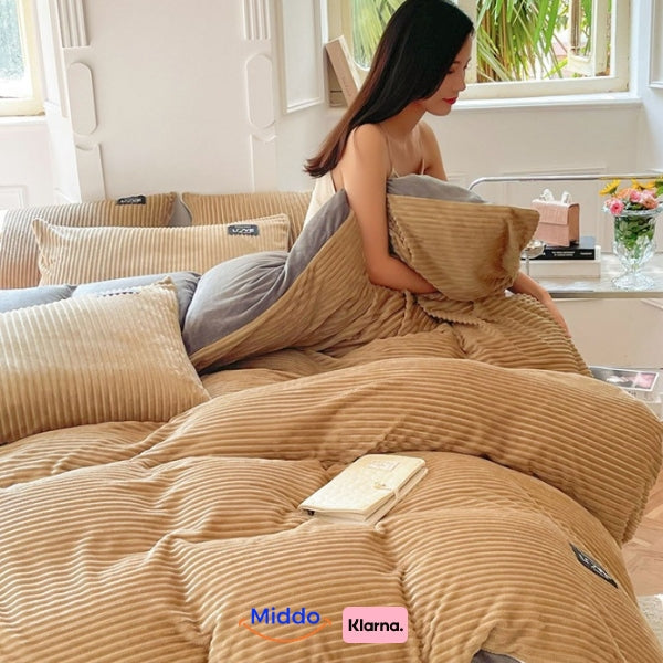 Fleece-Bettbezug mit Reißverschluss, Teddy, samtig weich, warmes Winterbettzeug, Korall, Polyester, 140-240 cm, Einzelbett | Sansoti