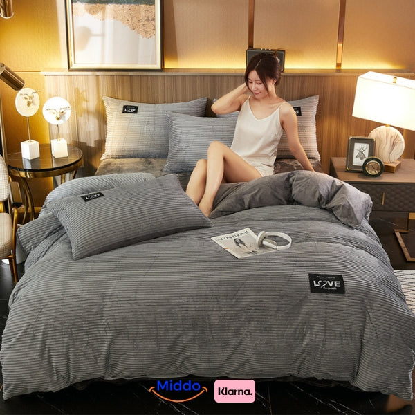 Fleece-Bettbezug mit Reißverschluss, Teddy, samtig weich, warmes Winterbettzeug, Korall, Polyester, 140-240 cm, Einzelbett | Sansoti