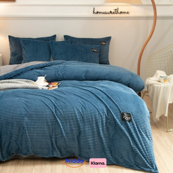 Fleece-Bettbezug mit Reißverschluss, Teddy, samtig weich, warmes Winterbettzeug, Korall, Polyester, 140-240 cm, Einzelbett | Sansoti